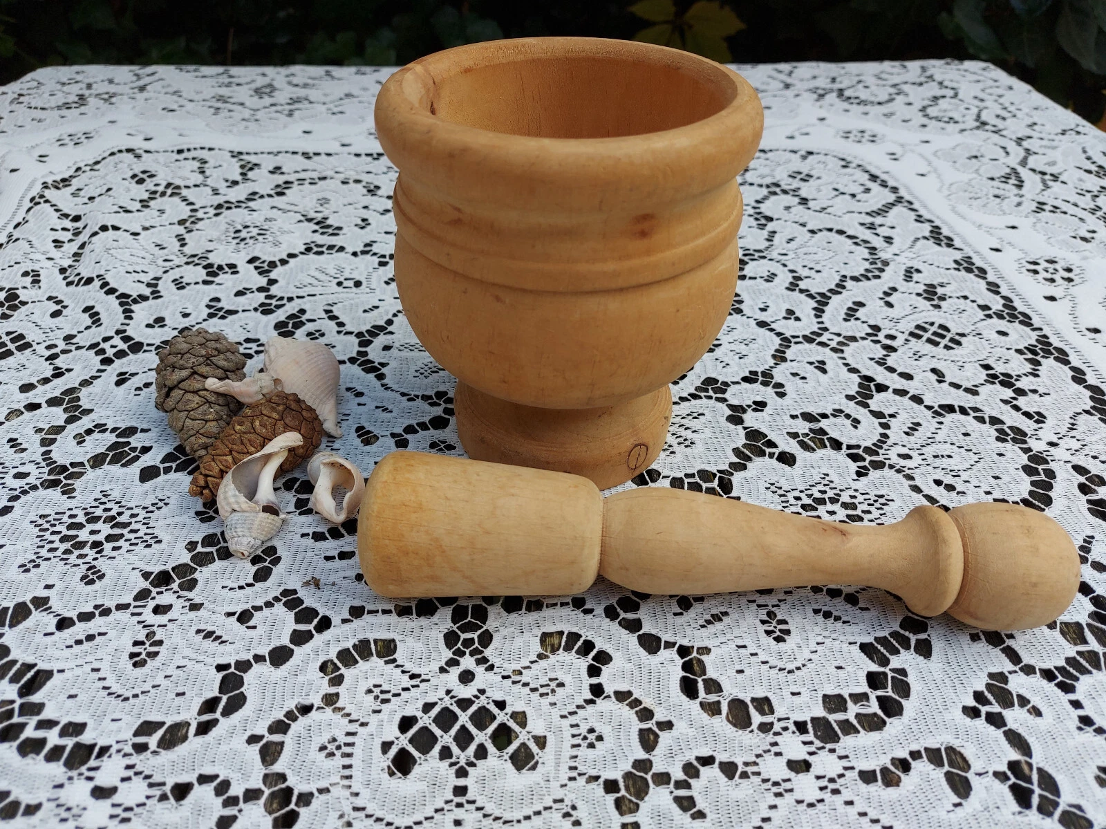 Vintage Wooden Hand Turned Pestle and Mortar - Country Kitchen Rustic