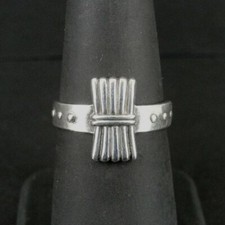 Ring Silver Band with Design Signed Sterling 925 Ring Band Size 6