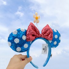 Disney'Parks Sequins Bow Polka Dot Ears Sun Flower Minnie Mickey Mouse Headband