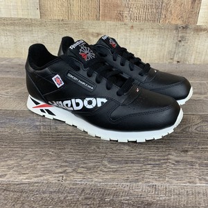 reebok black leather trainers
