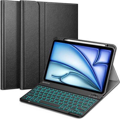 Backlit Bluetooth Keyboard Case for iPad Air 11 inch (2024) Soft TPU Back Cover
