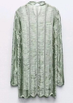 ZARA WOMAN OPENWORK KNIT MINI DRESS LIGHT GREEN 0021/017 SZ L BLOGGERS FAV  for sale online | eBay