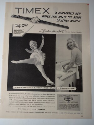 Timex Remarkable New Watch Active Women Vintage 1950s Print Ad