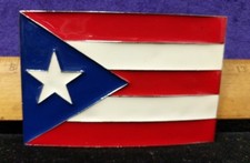 Vintage Bold Enamle Patriotic Puerto Rico Flag Belt Buckle B4-4-11-I