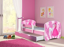 Jugendbett Kinderbett mit einer Schublade und Matratze ROSA 140x70 160x80 180x80