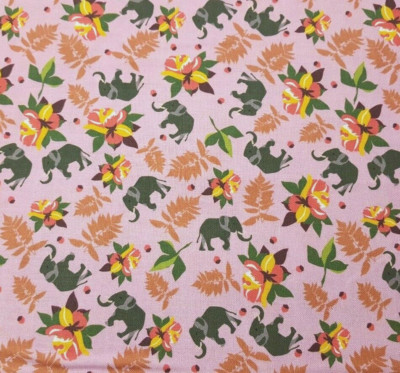 Into The Wild BTY Elizabeth Grubaugh Blend Fabrics Elephant Floral Lavender