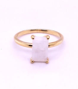 Authentic Anemone Single Rainbow Moonstone Ring 14k Gold Plated sz 10.5