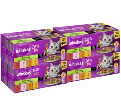 160x85g Whiskas TASTY MIxKatzenfutter Nassfutter Mega Pack Chef's Choice Sauce