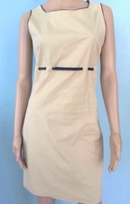 Womens D&G Dolce and Gabbana Khaki Brown Dress Sheath w/ Black Belt IT 42 US 6