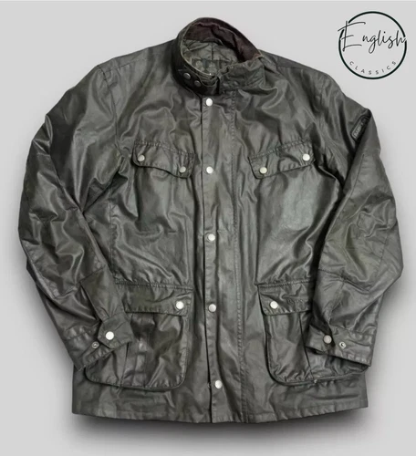 Barbour International Duke Wax Jacket Men’s Large Sage Green - Picture 1 of 14