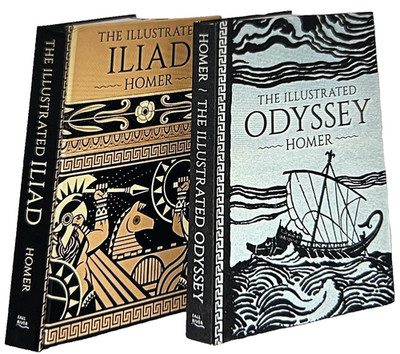  2-Book Set: THE ILLUSTRATED ILIAD & ODYSSEY by Homer Hardcover Classics