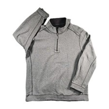 Tommy Bahama Henley Sweater Reversible Grey Black 1/4 Zip   Cotton Mens Large