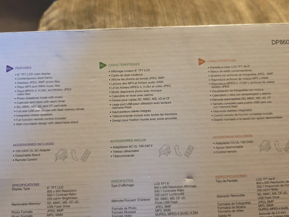 Coby DP860 8” Digital Photo Frame with remote control - Image 3 of 4