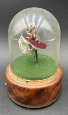 Vintage Swiss Reuge Dancing Ballerina Dome Music Box French Cancan Purple Dress