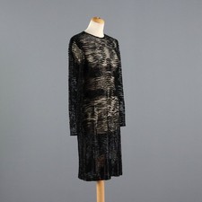 Abito Vintage Tulle Perline Nere Taglia M Italia Anni 80 Originale