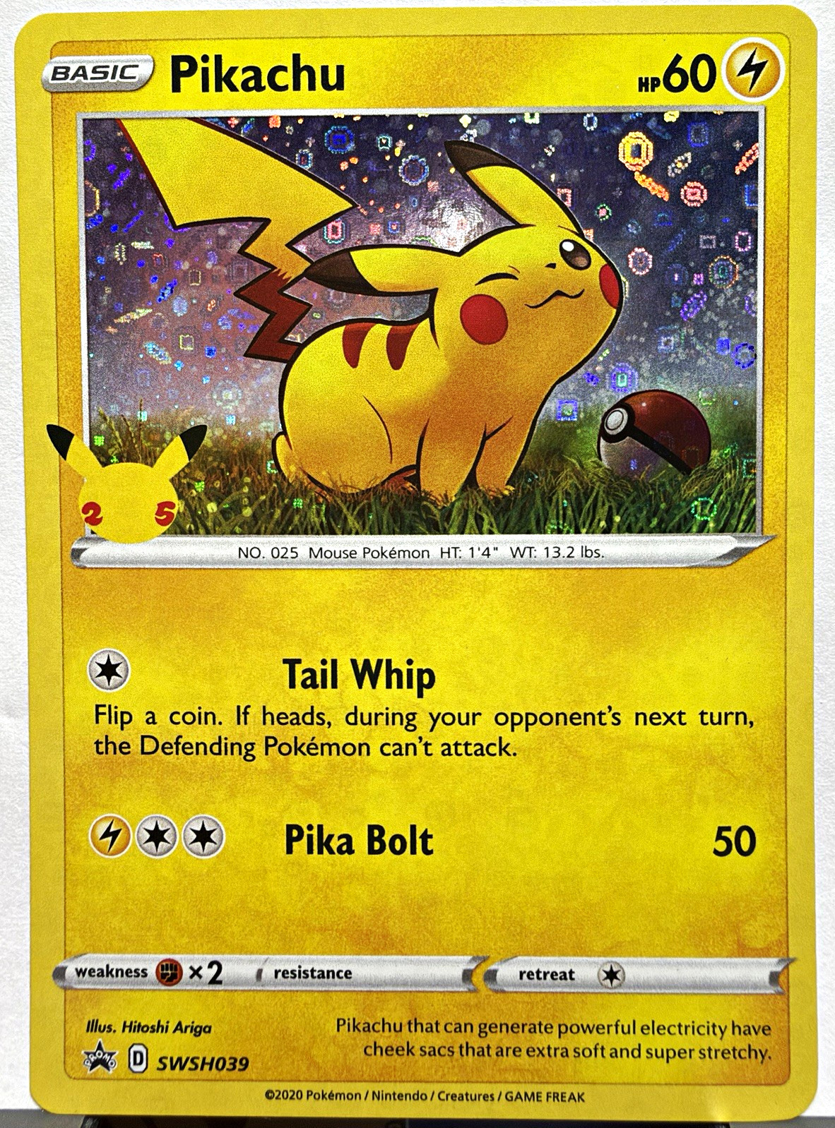 Pikachu SWSH039 Holo Promo Sword & Shield English 2021 25th Anniversary - NM