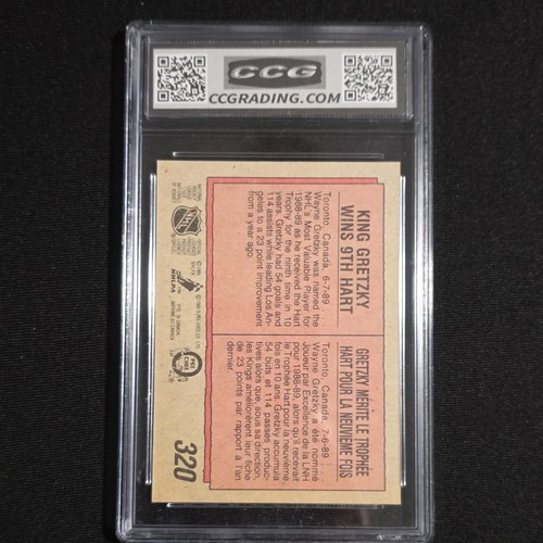 O-Pee-Chee 1989-90 Wayne Gretzky #320 Trophy Winners Los Angeles CCG GEM 10 - Picture 2 of 5