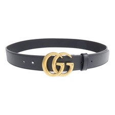 GUCCI GG GHW GG Marmont Belt 414516 Calfskin Leather Black
