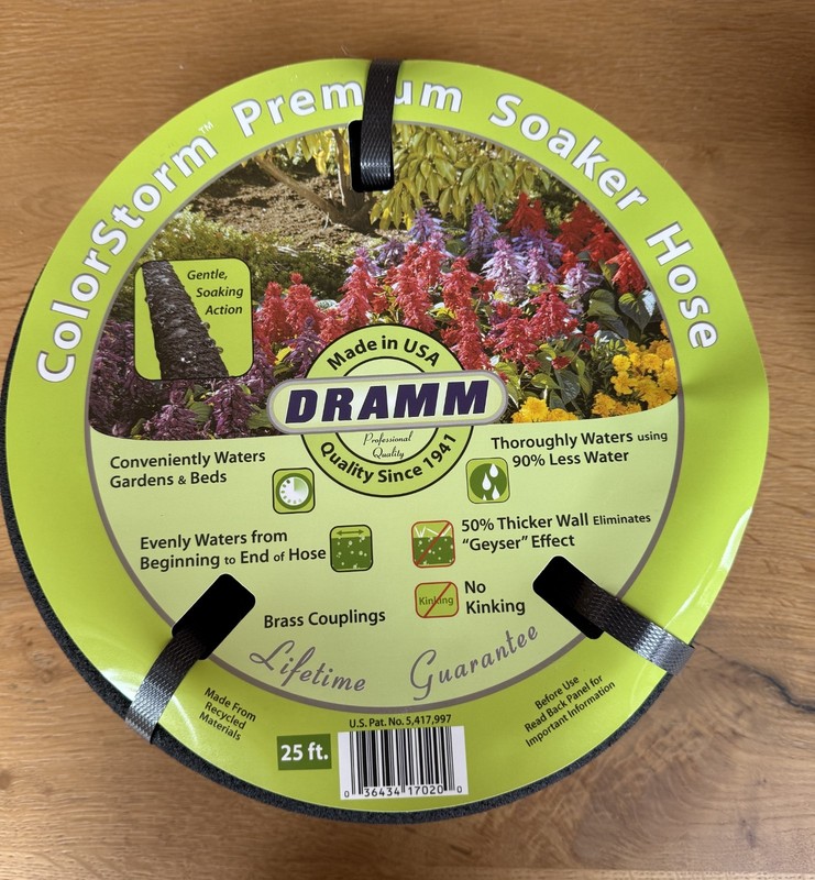 (6) Dramm ColorStorm 25' Premium Soaker Garden Hoses, Black-new in box