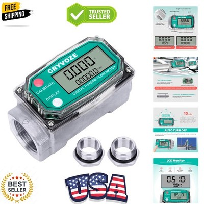 1 Inch Digital Turbine Fuel Flow Meter, 2.6-26 GPM Inline NPT Thread Flowmete...