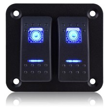 Waterproof 2 Gang Rocker Switch Panel for 12V/24V Marine Automotive Vehicles