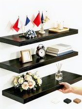 Black Rustic Floating Wall Shelves 15in Set of 3