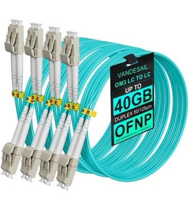 5M(16.4FT) 4Pack OM3 LC to LC Fiber Patch Cable, Multimode OFNP Fiber 50/125µm