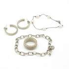 Tiffany & Co. Sterling Somerset Mesh Pearl Hoop Ring Earring Lot of 4 #S4537-3 — photo 2