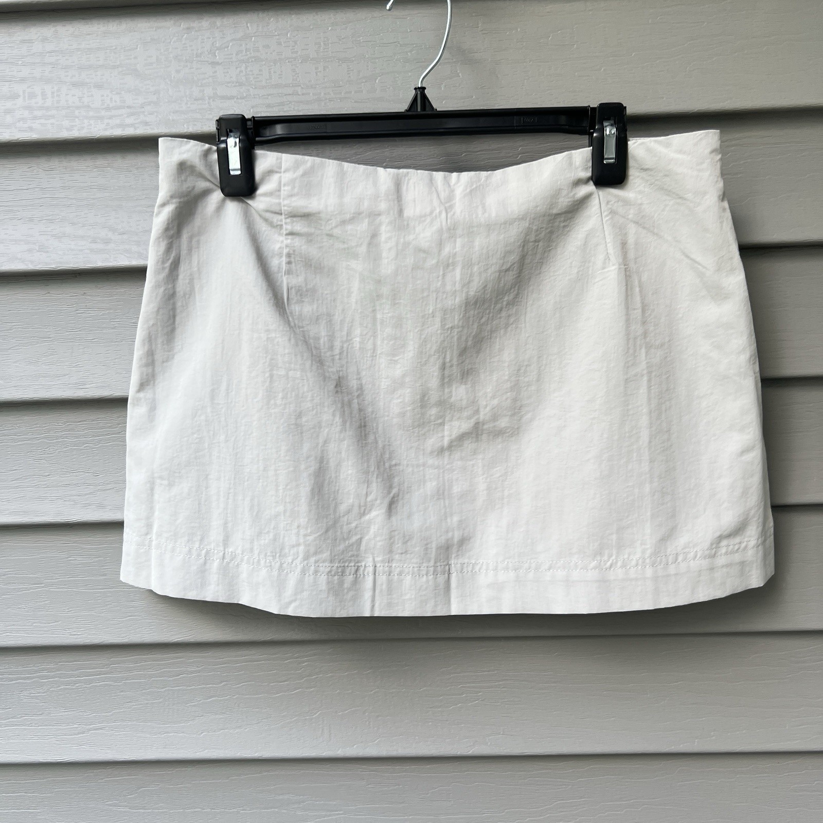 Zara Retro Mini Skirt Ziper Detail Light Gray Women's Size L thumbnail 3