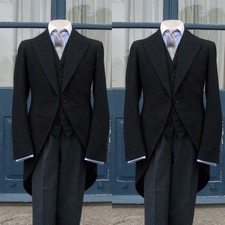 Tailcoat Men's Suits 3 Pieces Tuxedo Peak Lapel Vintage Wedding Formal Morning