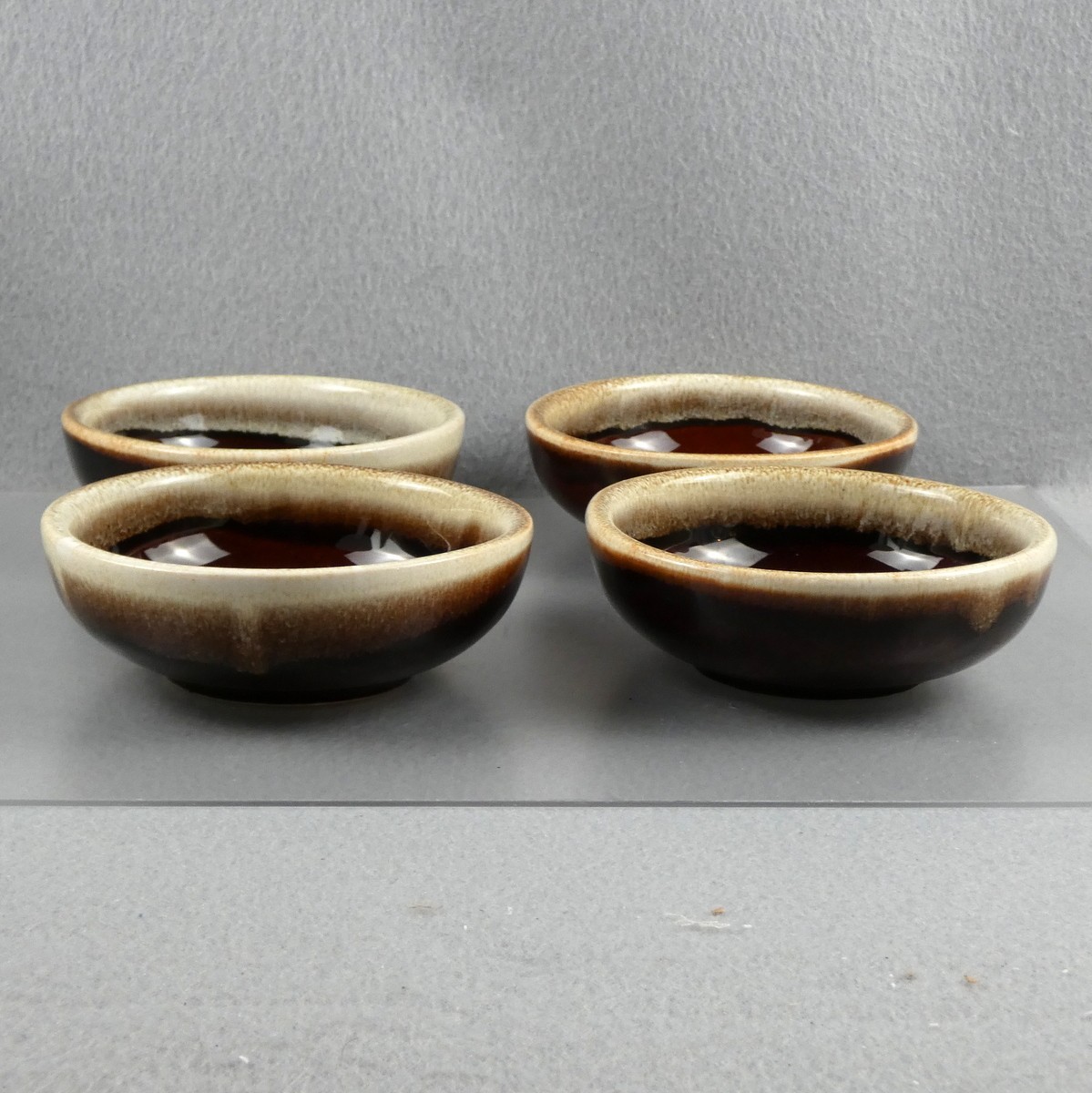 Pottery Brown Drip Glaze Fruit Bowls Sauce USA Rustic Farmhouse Style 4 5/8" dia