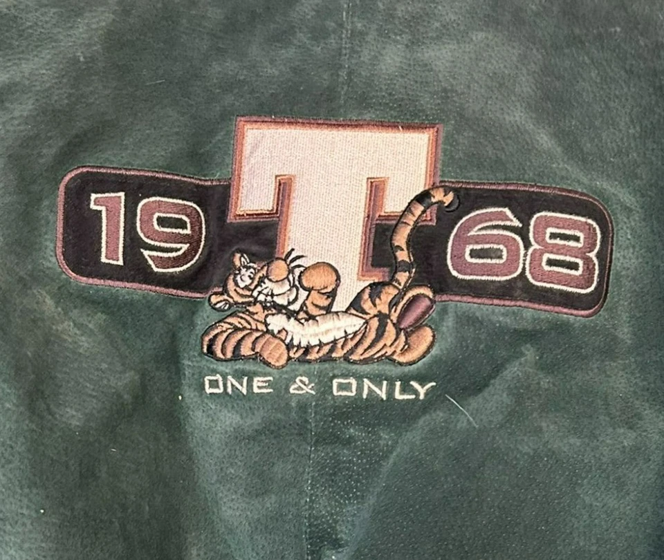 Винтажный Disney Store зеленый Varsity куртка тигр 1968 логотип и вышивка молнии фронт - Изображение 2 из 4