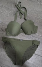 NWOT Aerie Women  s 2 Piece Tie Bikini Swimsuit Green LINED 36C/L