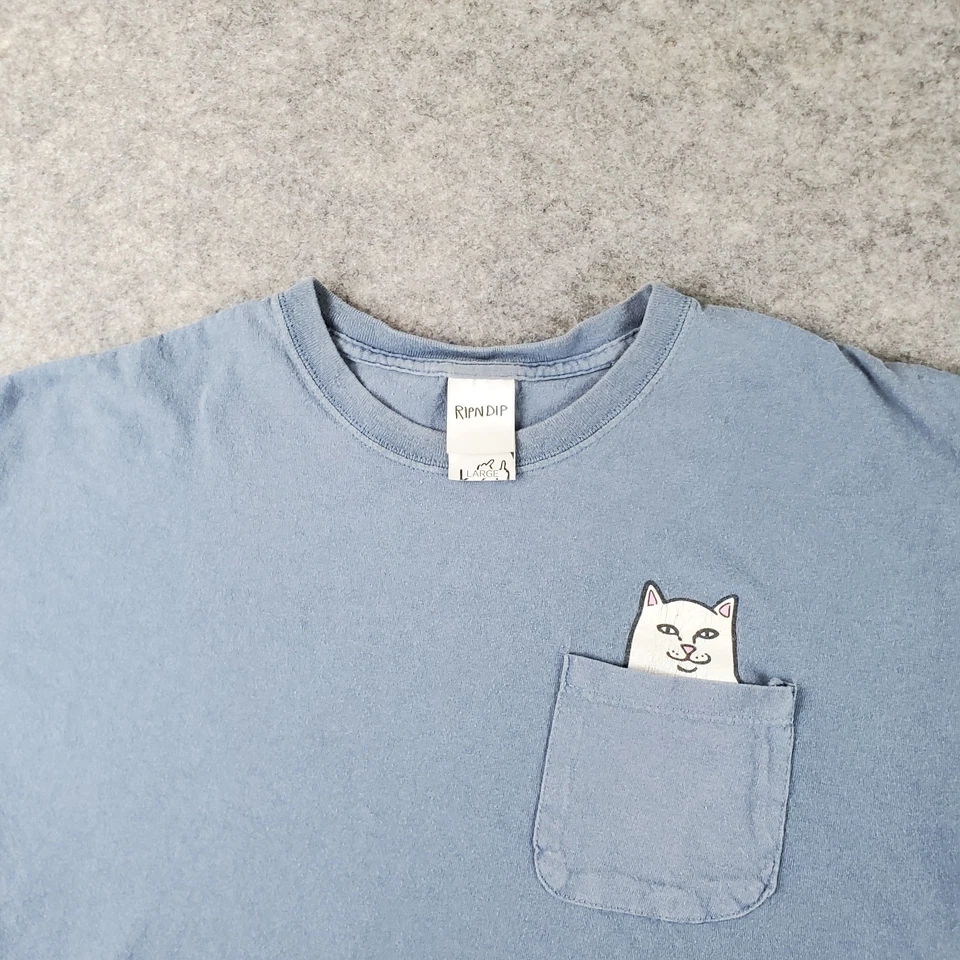 Rip N Dip Shirt Mens Large Blue Crew Neck Short Sleeve Pocket Graphic Stretch - Image 2 of 4