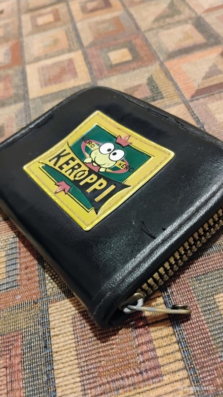 Vintage Kero Kero KEROPPI Wallet - 90's Sanrio - Black Faux Leather