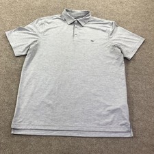 Vineyard Vines Polo Shirt Mens Large Gray Striped On-The-Go Sankaty Whale Logo