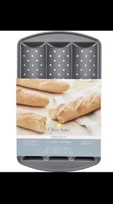 Wilton Ultra Bake Professional Non-Stick Carbon Steel 3-Cavity Baguette Pan