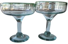 Set of 2 Clear Margarita Drinking Glasses 9/10 oz. Capacity 5.5" Tall-READ