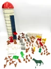 Vtg Marx & Montgomery Ward Garden Mark Silo Toy Farm Animals & Accessories Lot