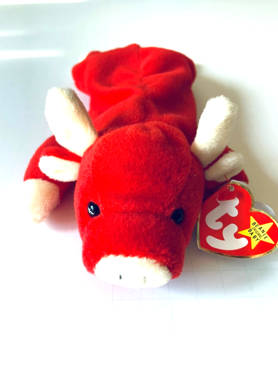 Ty 赤い牛 ビーニーベイビーズ　Snort Snort The Bull Beanie Baby, Ty Beanie Baby, Rare with Tag
