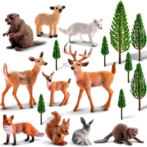 18 Pcs Forest Animals Figurines Woodland Animals Toys Model Trees Kit Miniature - Picture 12 of 12
