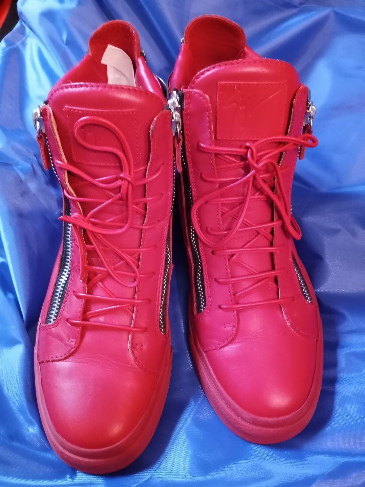 GIUSEPPE ZANOTTI RED Leather Zip Gold 
