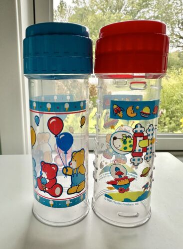 LOTTO biberon vintage vintage anni 90 Playtex decorati drop-in nurser plastica con coperchi - Foto 3 di 9
