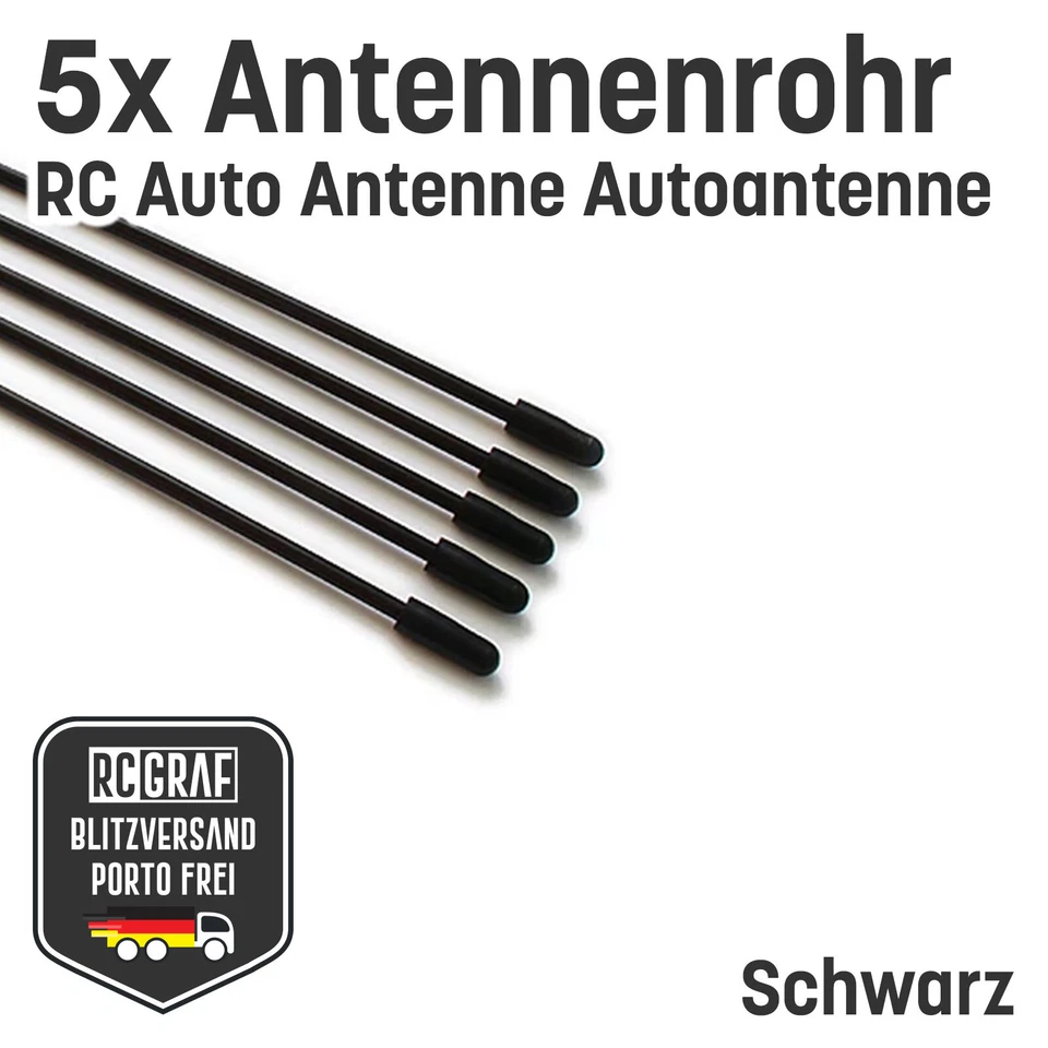 5x Antennenrohr Antennenröhrchen Kappe Schwarz Orange Pink Lila Transparent RC - Bild 2 von 4