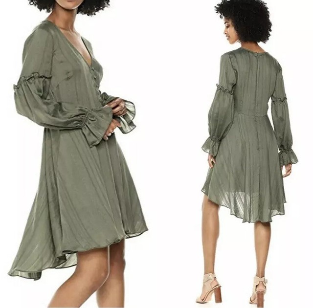 BCBGMAXAZRIA Womens Green Hi-low Peplum 