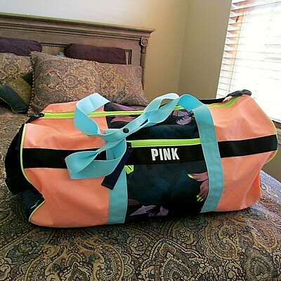 Victorias Secret Pink Graphic X LARGE Duffle Bag Carry On Luggage RARE 
