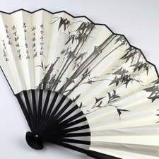 Wandfächer "Bambus", Klappfächer, Faltfächer, asiatischer Fächer, Stofffächer