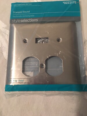 Style Selections Round Satin Nickel Single Toggle / Duplex Standard Wall Plate