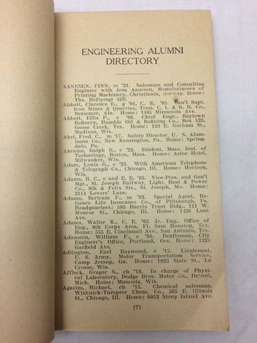 Vtg 1923 1928 University Of Wisconsin College Of Engineering Alumni Directory - Picture 3 of 12