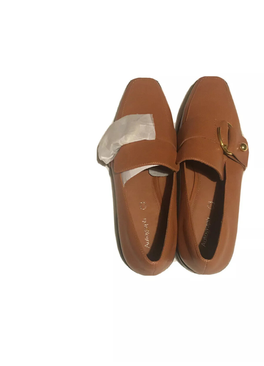 Brand New AUTOGRAPH Brown Leather Ring Detail Loafers Size UK 7.5 - RRP £65 image 3